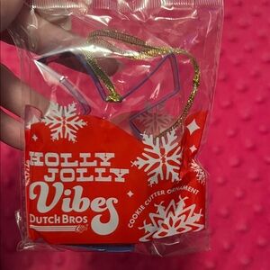 Dutch Bros Festive Red and White Ornament